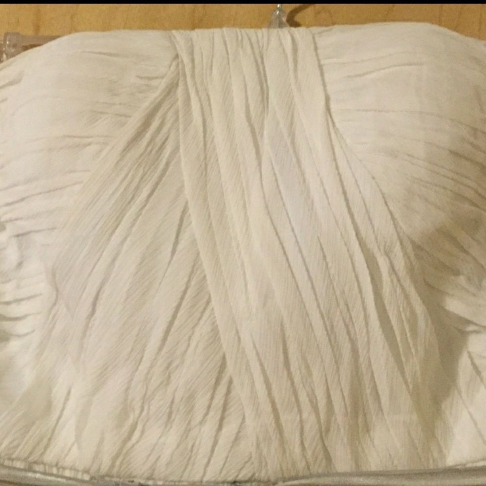 New Donna Morgan Silk Strapless Silver Belt - Picture 3 of 5